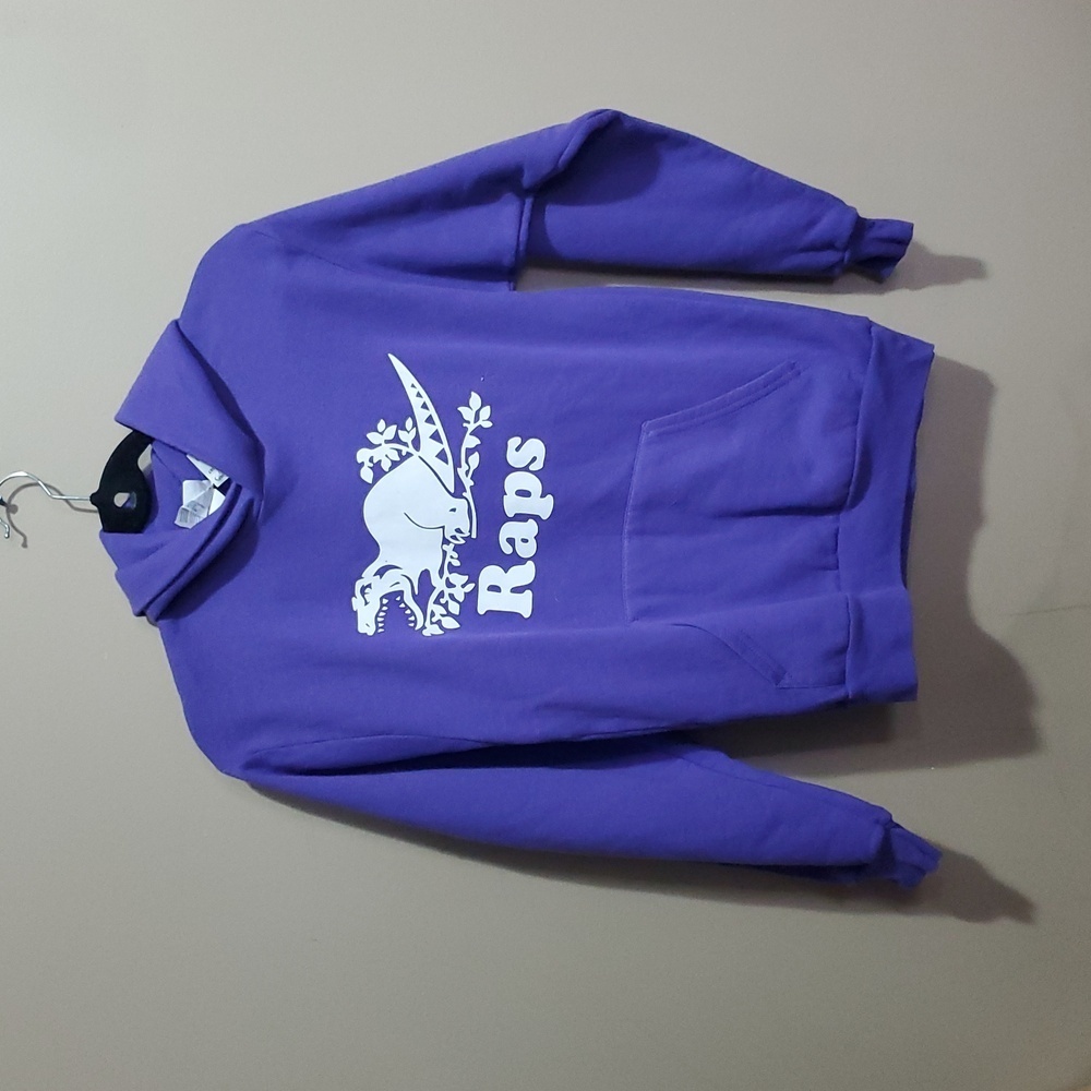 Purple Raps hoodie with dinosaur logo size youth large or womans small